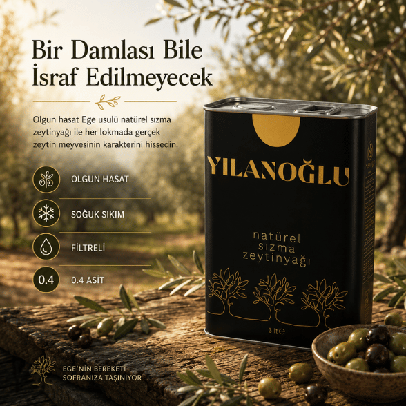 Ege Usulü Natürel Sızma Zeytinyağı - 3 lt - Filtre Edilmiş