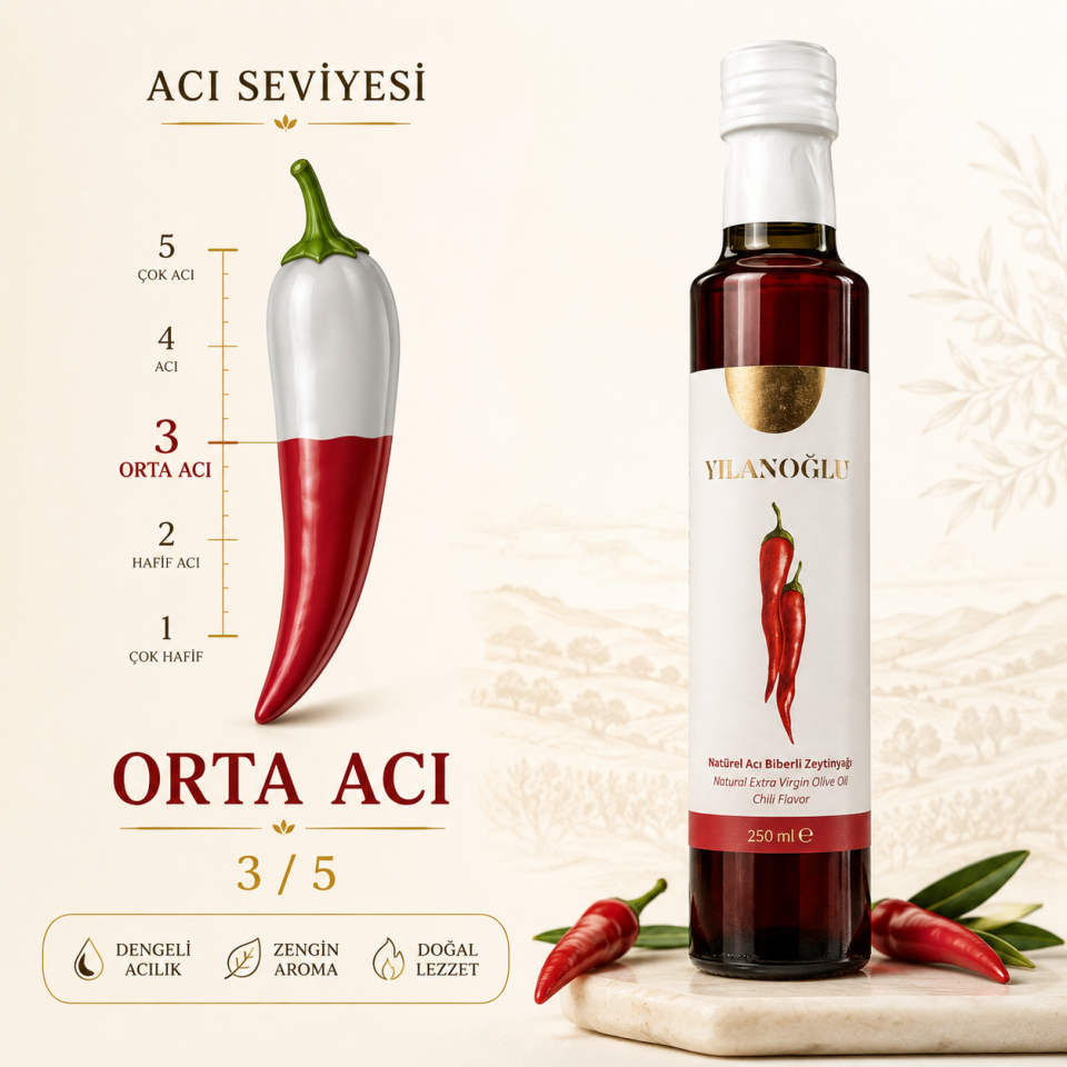 Natürel Acı Biberli Zeytinyağı - 250 ml